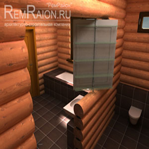Дизайн интерьера ванной комнаты в деревянном доме