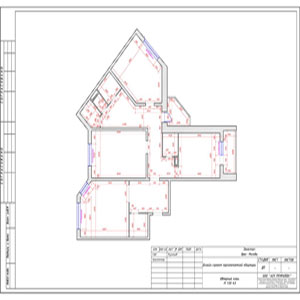 Обмерный план трехкомнатной квартиры ИП 46
