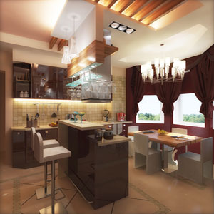 Дизайн интерьера кухни в коттедже