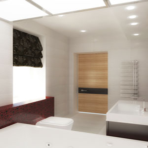 Дизайн ванной комнаты на втором этаже коттеджа