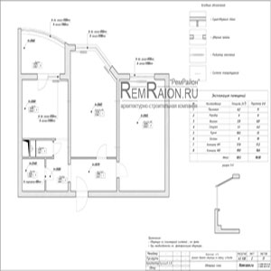 Обмерный план 2 комнатной квартиры