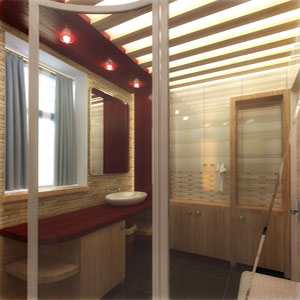 Дизайн интерьера ванной комнаты на первом этаже коттеджа