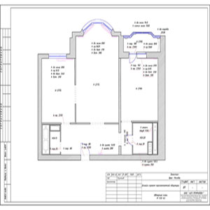 Обмерный план двухкомнатной квартиры серии И 155
