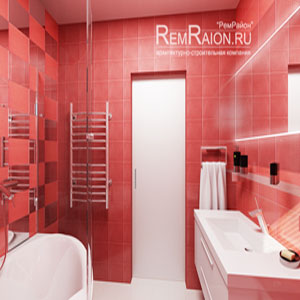 Красная плитка в ванной комнате