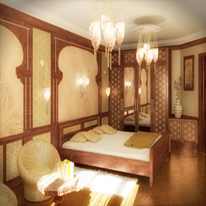 Арабские светильники в интерьере спальни
