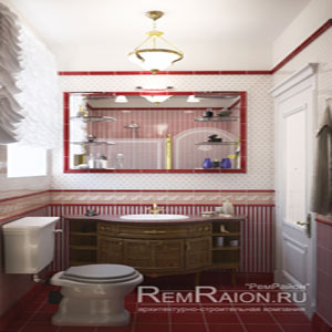 Ванная комната в красных тонах в загородном доме Миллениум Парк
