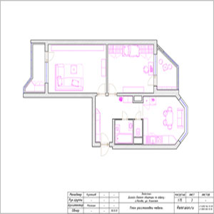 План расстановки мебели в двухкомнатной квартире серии П44 ТМ