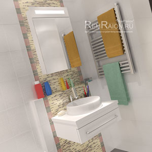 Визуализация ванной комнаты в однушке серии КОПЭ