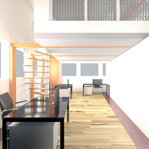 Дизайн офисного кабинета с винтовой лестницей