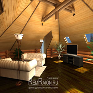 Дизайн гостиной в деревянном загородном доме