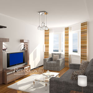 Дизайн интерьера гостиной в 1 комнатной квартире серии КОПЭ