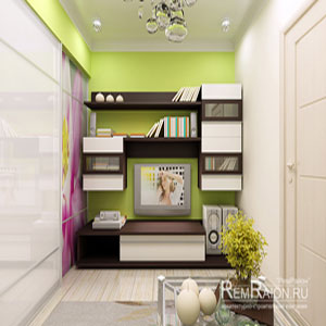 Гостиная комната в зеленым цвете