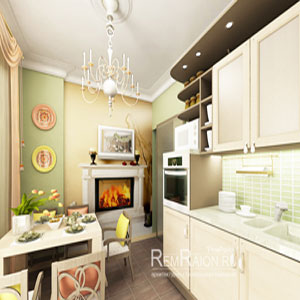 Дизайн кухни в трехкомнатной квартире И-155