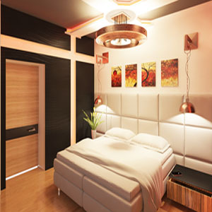 Дизайн интерьера хозяйской спальни в коттедже