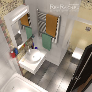 Дизайн объединенной ванной и санузла в однокомнатной квартире серии КОПЭ