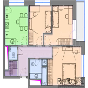 Планировка двухкомнатной квартиры в ЖК Тушино-2018 с тремя комнатами