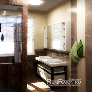 Фотография ванной комнаты после дизайна в коттедже