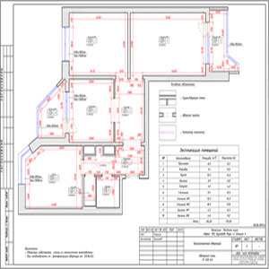 Обмерный план трехкомнатной квартиры П-44Т