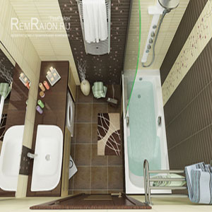 Дизайн ванной комнаты в трехкомнатной квартире И155