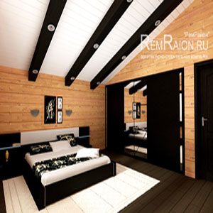 Дизайн проект спальни в деревянном доме